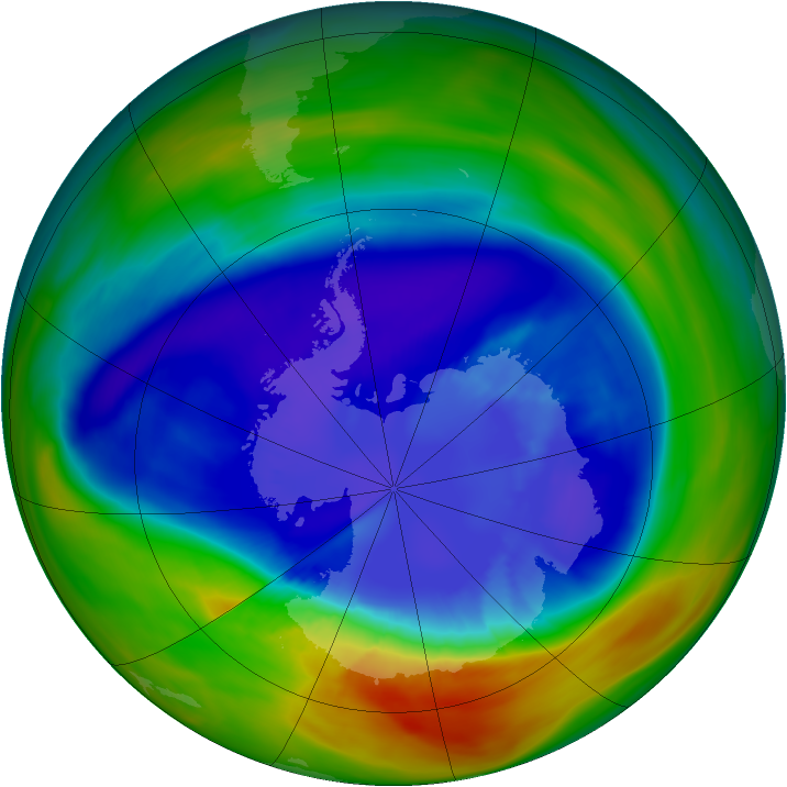 Antarctic ozone map for 08 September 2005